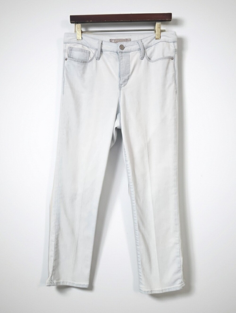 Athleta Sculptek Skinny Crop  Glacier Wash High Rise Jeans Size 10
